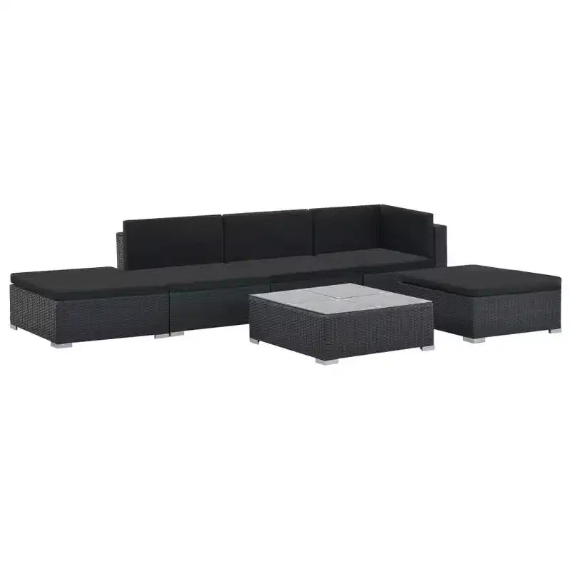 vidaXL Sofagarnitur, schwarz, aus PE-Rattan, großes modulares Garten-Lounge-Set