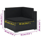 vidaXL Sofagarnitur, schwarz, aus PE-Rattan, großes modulares Garten-Lounge-Set
