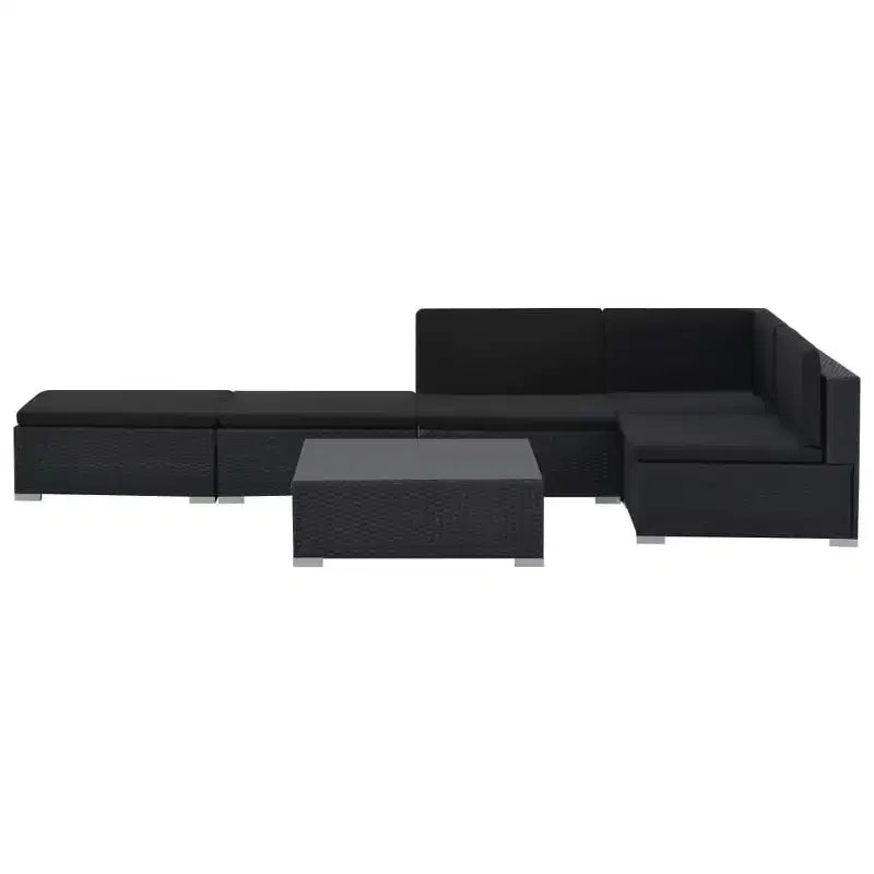 vidaXL Sofagarnitur, schwarz, aus PE-Rattan, großes modulares Garten-Lounge-Set