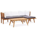 vidaXL 5-Piece Patio Lounge Set - Solid Acacia Wood - Removable and Washable Cushions - Self-Assembly - Perfect for Garden, Terrace or Patio