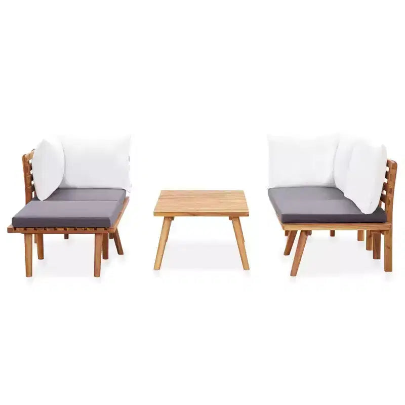 Ensemble de salon de jardin vidaXL de 5 pièces - bois d’acacia massif - coussins amovibles et lavables - à assembler soi-même - idéal pour jardin, terrasse ou patio