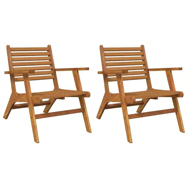 vidaXL 2 pcs Solid Acacia Wood Patio Chairs - Brown Wooden Dining Chairs - Durable and Easy-to-Clean - Relax Chair for Garden, Patio, Deck.