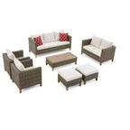 7 Piece Patio Conversation Sets with Cushions and Coffee Table