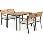 Ensemble de mobilier de jardin Costway 4 pièces avec bois d’acacia et structure métallique, parasol, 1 table