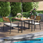 Ensemble de mobilier de jardin Costway 4 pièces avec bois d’acacia et structure métallique, parasol, 1 table