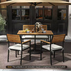 Ensemble de mobilier de jardin Costway 4 pièces avec bois d’acacia et structure métallique, parasol, 1 table