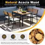 Ensemble de mobilier de jardin Costway 4 pièces avec bois d’acacia et structure métallique, parasol, 1 table