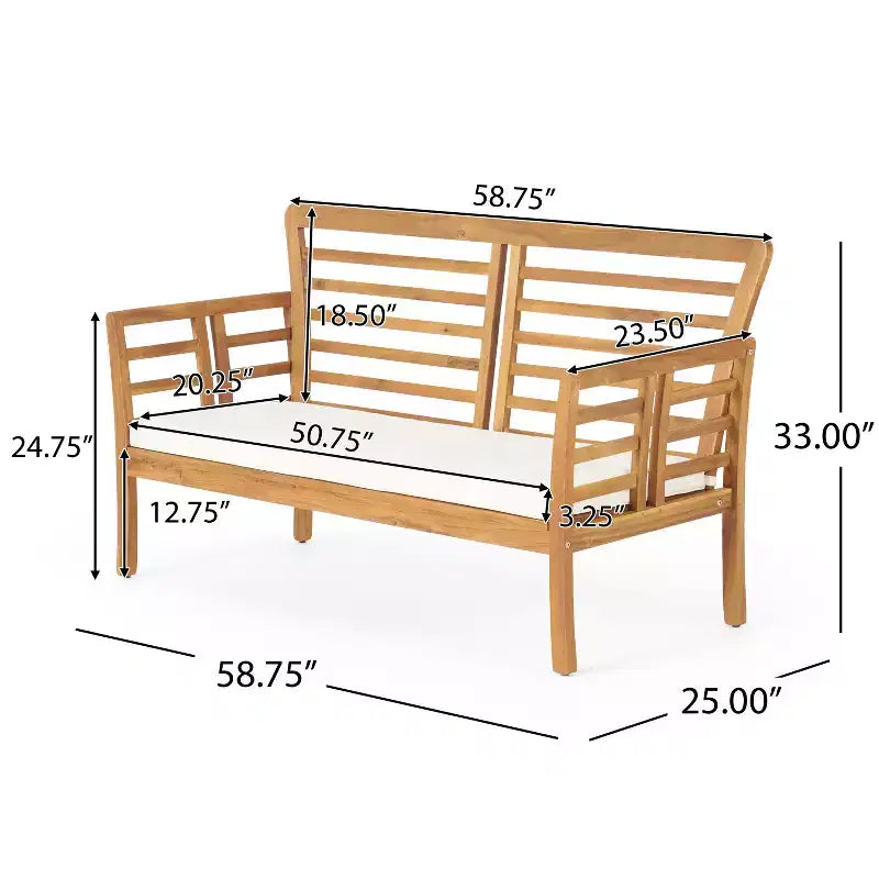 GDFStudio Laurier Outdoor-Sitzgruppe aus Akazienholz für 4 Personen mit Polstern
