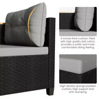 Ensemble de mobilier de jardin 4 places Heynemo, canapé d’angle d’extérieur en rotin PE toutes saisons avec table de rangement, canapé d’extérieur en L avec coussins