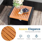 Ensemble de mobilier de jardin 4 places Heynemo, canapé d’angle d’extérieur en rotin PE toutes saisons avec table de rangement, canapé d’extérieur en L avec coussins
