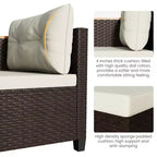 Ensemble de mobilier de jardin 4 places Heynemo, canapé d’angle d’extérieur en rotin PE toutes saisons avec table de rangement, canapé d’extérieur en L avec coussins