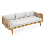 2 Pieces Patio Furniture Sets With 67.5 Length 3 Seater Gray Rattan Arm Sofa And 31.5 Round Acacia Wood Table