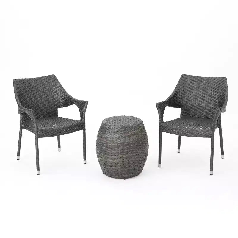 Set da esterno GDFStudio Orchard da 3 pezzi con sedie in vimini impilabili per conversazione