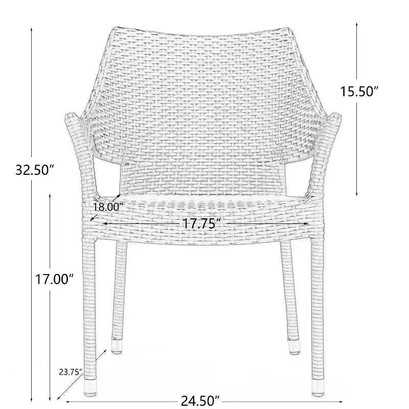 Set da esterno GDFStudio Orchard da 3 pezzi con sedie in vimini impilabili per conversazione