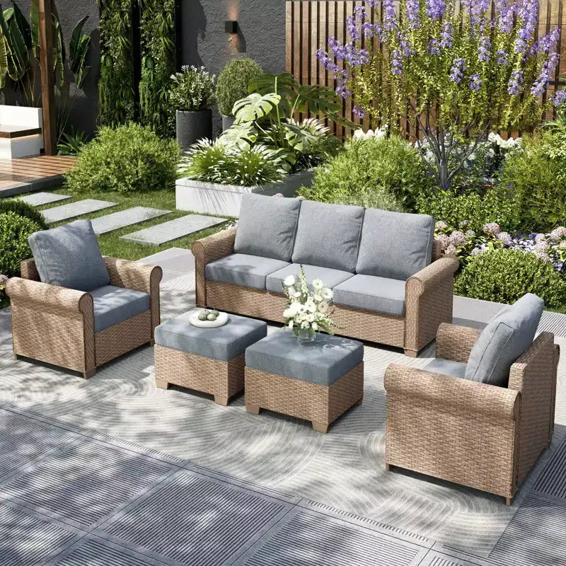 Captiva Designs luxus fonott teraszbeszélgető-garnitúra ívelt karfákkal és párnákkal