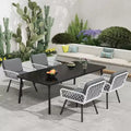 GustoWave 4-Piece Outdoor Dining Chair Set with Cushions for Indoor, Garden, Balcony, Deck, Backyard