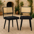 GustoWave Rattan Back Dining Chair (2 Seaters), Dining Room Vintage Chair, Black