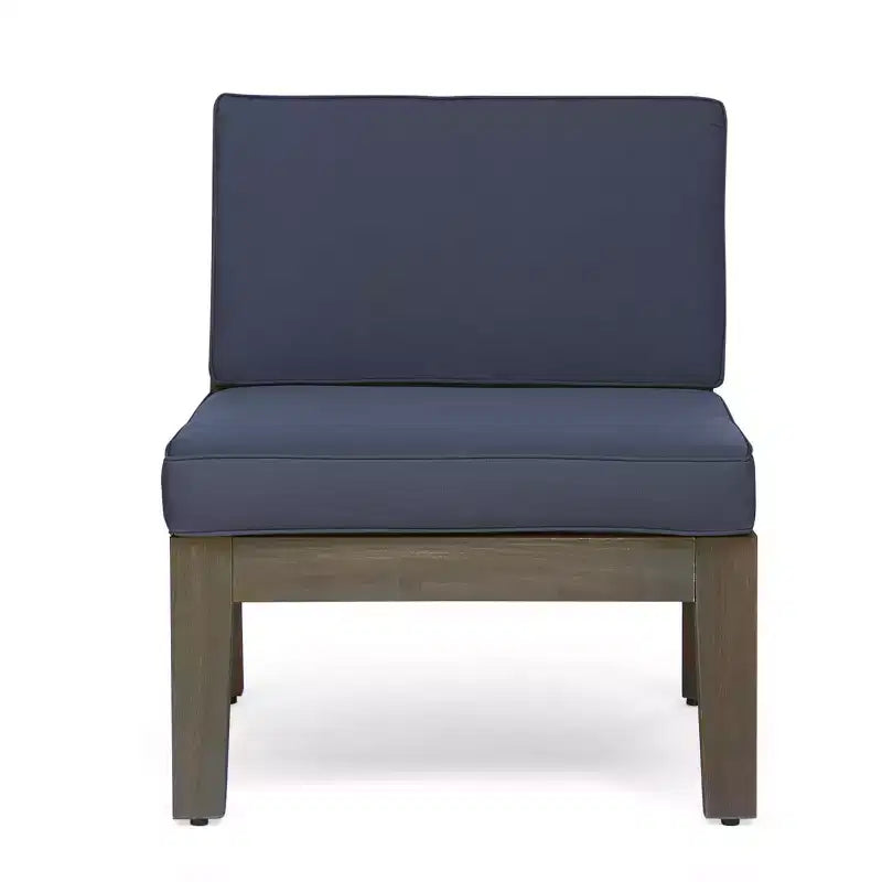 Ensemble GDFStudio Parma de canapé modulaire 6 places et fauteuil club en bois d’acacia pour extérieur, avec coussins