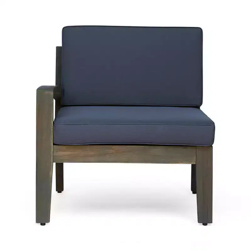 Ensemble GDFStudio Parma de canapé modulaire 6 places et fauteuil club en bois d’acacia pour extérieur, avec coussins
