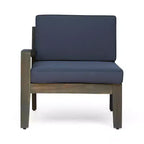 Ensemble GDFStudio Parma de canapé modulaire 6 places et fauteuil club en bois d’acacia pour extérieur, avec coussins