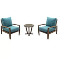 Courtyard Casual Avalon FSC Teak 3 pc Seating Set Includes: Two Club Chairs and One Round End Table