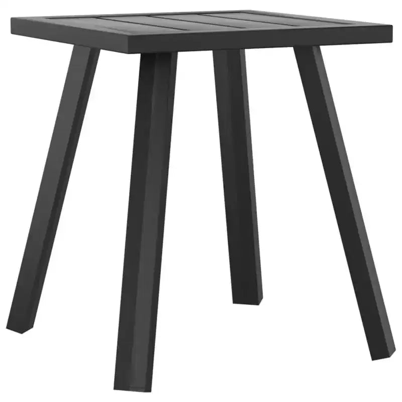 vidaXL Modern Patio Table  Anthracite Steel Lounge Set, Slatted Design, Square Shape, Outdoor Garden Coffee Table