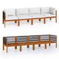 vidaXL Garden Sofa Cream Solid Acacia wood 4-Seater Garden Sofa