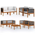 vidaXL Garden Lounge Set Cream Solid acacia wood Large Garden Lounge Set