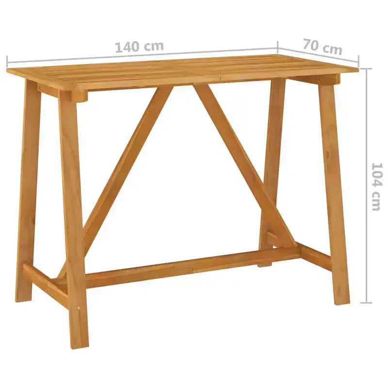 Set da bar da esterno vidaXL in legno naturale, legno massello di acacia, medio