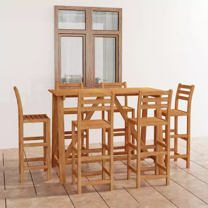 Set da bar da esterno vidaXL in legno naturale, legno massello di acacia, medio
