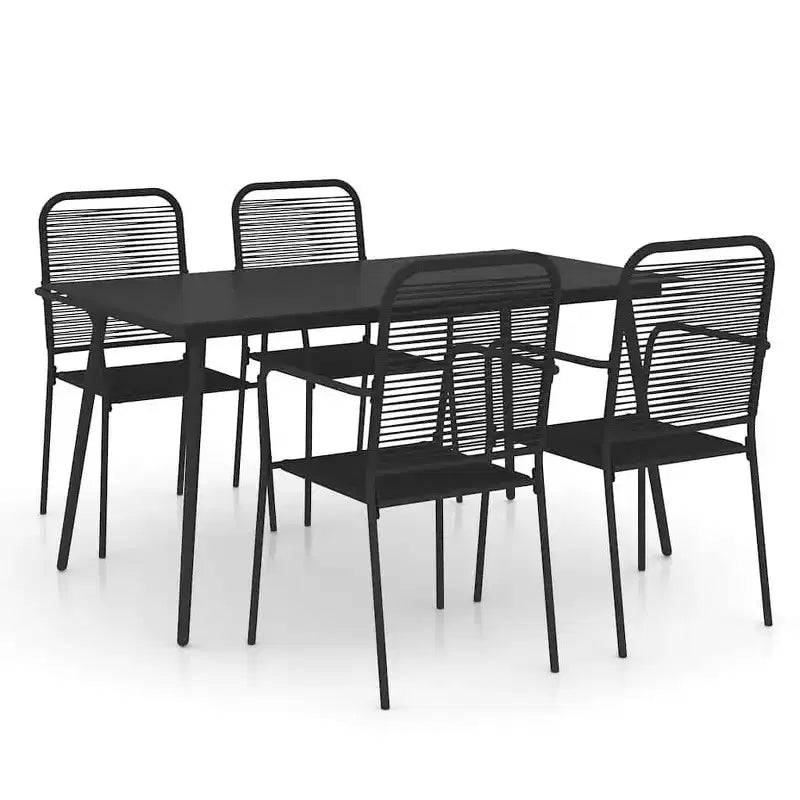 vidaXL Garden Dining Set 5/7 Piece Cotton Rope and Steel Black Outdoor Patio