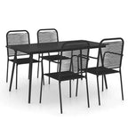 vidaXL Garden Dining Set 5/7 Piece Cotton Rope and Steel Black Outdoor Patio