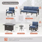 Ensemble de mobilier de patio en aluminium ALAULM pour 10 personnes, salon de jardin moderne en métal avec table brasero, fauteuils à bascule pivotants, canapé de patio et coussins de 5.1 pouces
