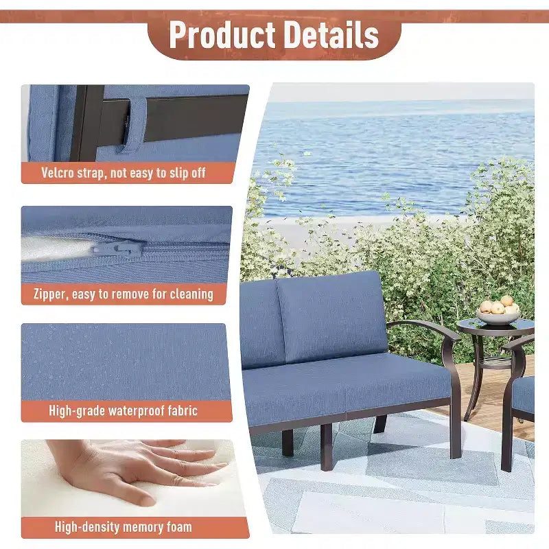 Ensemble de mobilier de patio en aluminium ALAULM pour 10 personnes, salon de jardin moderne en métal avec table brasero, fauteuils à bascule pivotants, canapé de patio et coussins de 5.1 pouces
