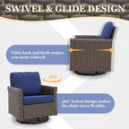 EAGLE PEAK Ocean Vista 6-teiliges Gartensofaset aus Wicker in verschiedenen Brauntönen mit drehbaren Sesseln und 3-Sitzer-Sofa