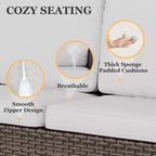 EAGLE PEAK Ocean Vista 6-teiliges Gartensofaset aus Wicker in verschiedenen Brauntönen mit drehbaren Sesseln und 3-Sitzer-Sofa