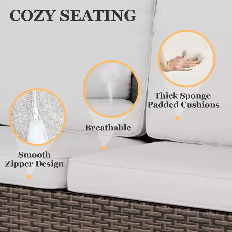 EAGLE PEAK Ocean Vista 6-teiliges Gartensofaset aus Wicker in verschiedenen Brauntönen mit drehbaren Sesseln und 3-Sitzer-Sofa