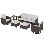 EAGLE PEAK Ocean Vista 6-teiliges Gartensofaset aus Wicker in verschiedenen Brauntönen mit drehbaren Sesseln und 3-Sitzer-Sofa