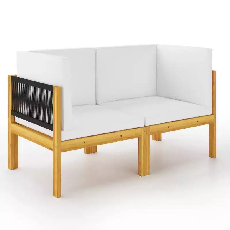 vidaXL Patio Lounge Set Outdoor Sectional Sofa with Cushions Solid Acacia Wood