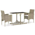 vidaXL Garden Dining Set 3 Piece Outdoor Patio Dinner Seating - Beige