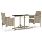 vidaXL Garden Dining Set 3 Piece Outdoor Patio Dinner Seating - Beige