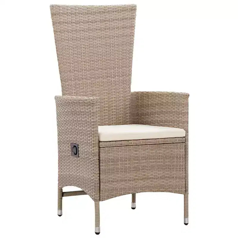 Set da pranzo vidaXL, legno massello di acacia beige, rattan PE, imbottitura in poliestere
