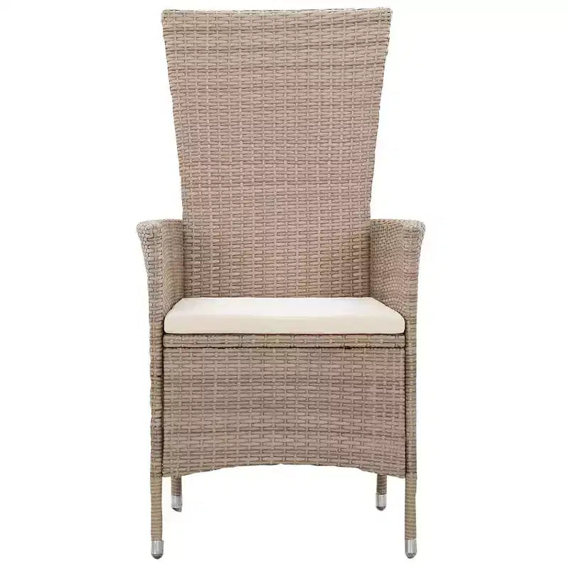 Set da pranzo vidaXL, legno massello di acacia beige, rattan PE, imbottitura in poliestere