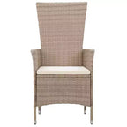Set da pranzo vidaXL, legno massello di acacia beige, rattan PE, imbottitura in poliestere