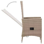 Set da pranzo vidaXL, legno massello di acacia beige, rattan PE, imbottitura in poliestere