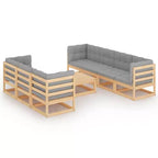 vidaXL 8 Piece Patio Lounge Set with Cushions Solid Pinewood - Natural With Cushions