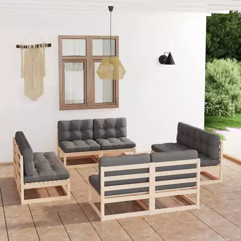 Set da giardino vidaXL in legno naturale massello di pino, modulare, 8 pezzi