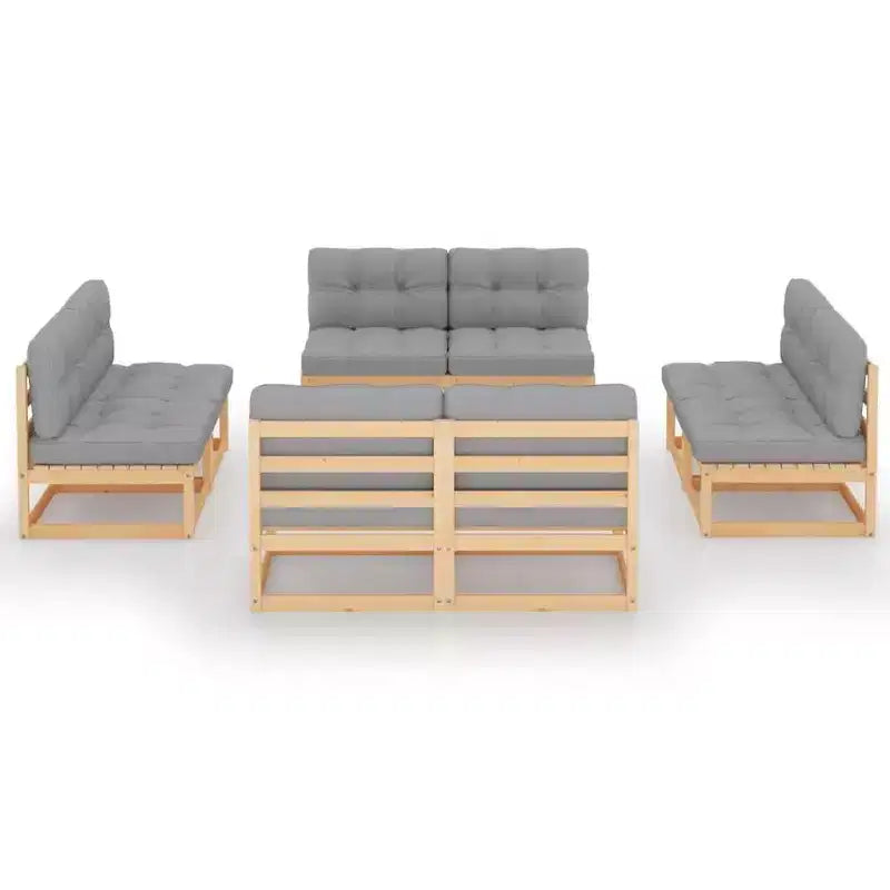 Set da giardino vidaXL in legno naturale massello di pino, modulare, 8 pezzi