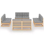 Set da giardino vidaXL in legno naturale massello di pino, modulare, 8 pezzi