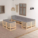 vidaXL Garten-Lounge-Set, Naturholz